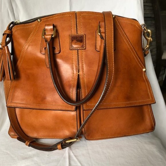 Dooney and Bourke Florentine Leather Clayton Satchel - British Tan - Picture 1 of 15